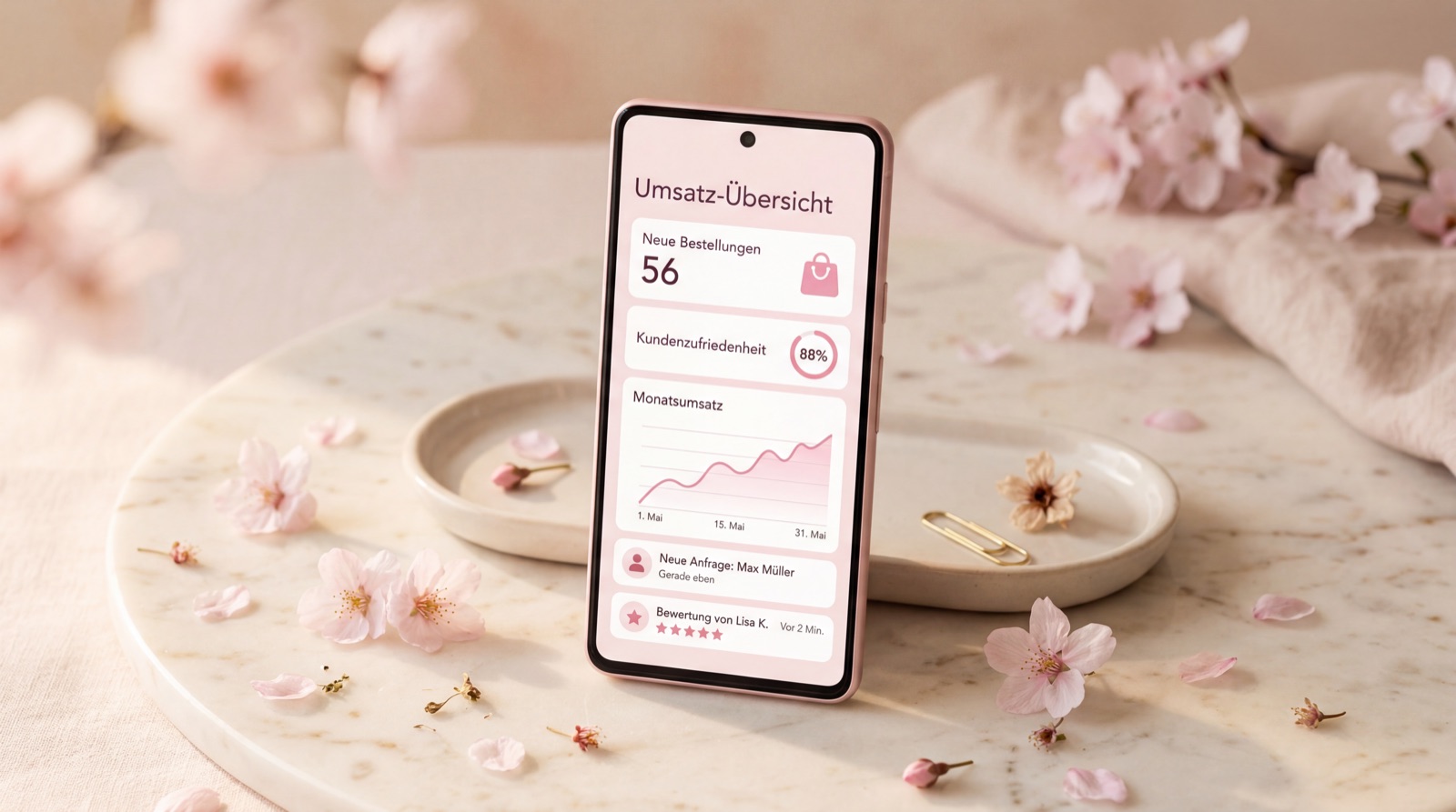 Moderne Business-App auf Smartphone &ndash; Sakura Solutions App-Entwicklung Berlin